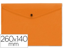 Carpeta sobre con broche Liderpapel 260x140 mm. polipropileno naranja transparente Frosty